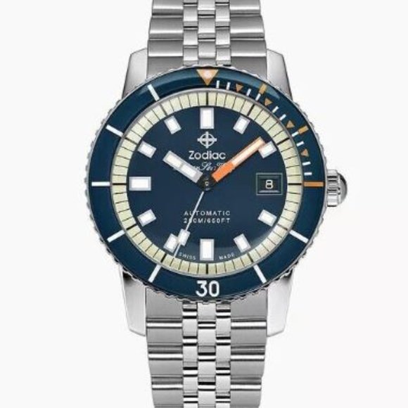 Zodiac Super Sea Wolf Automatic Stainless Steel Blue Dial & Bezel Watch ZO9266 - Picture 1 of 9